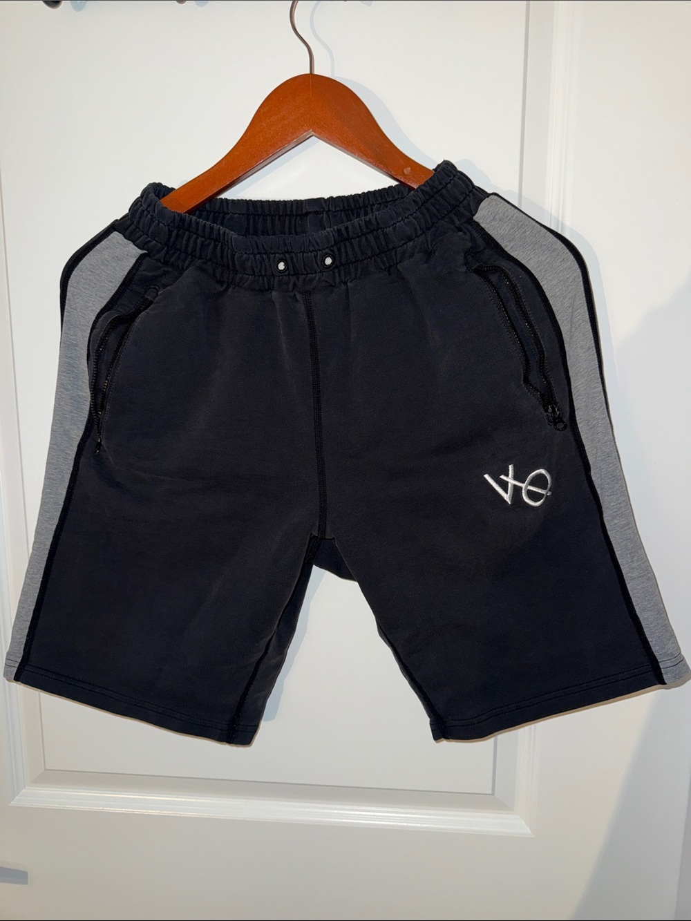 Men's Black Athletic Shorts with Gray Side Panels